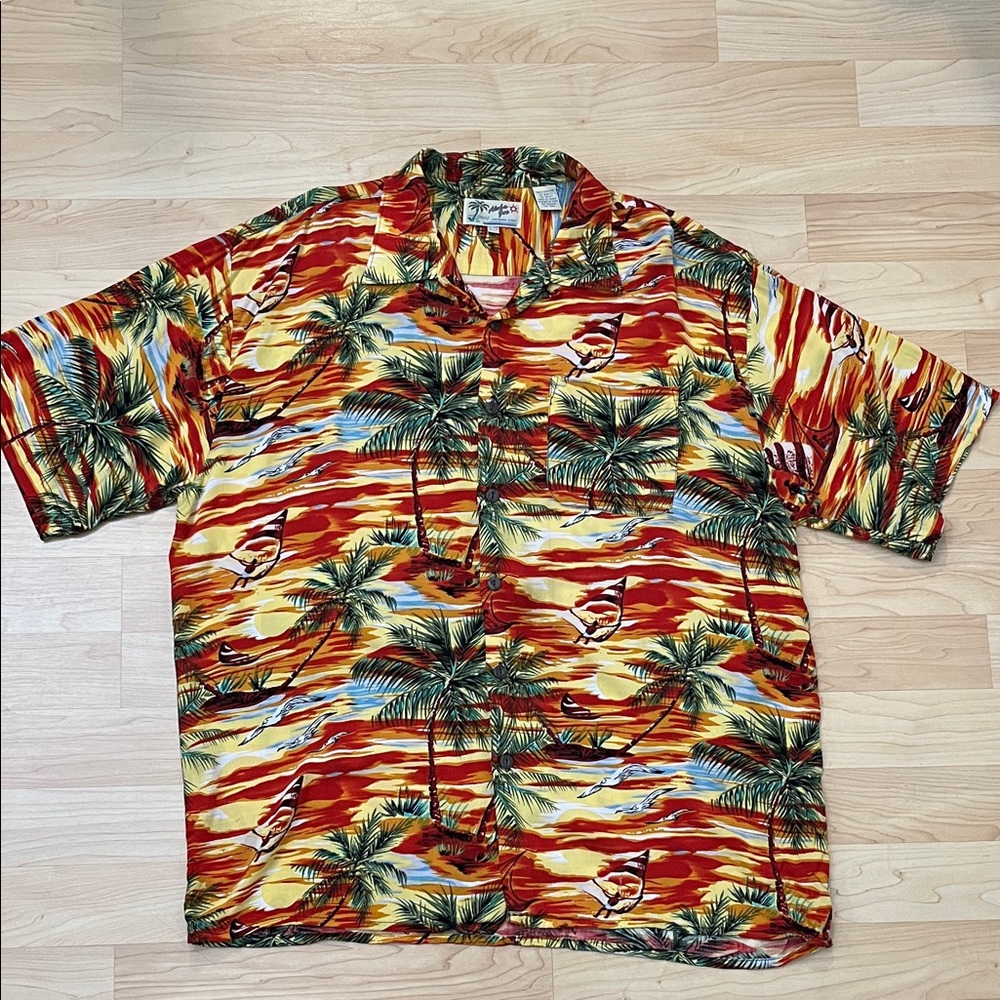Aloha Joe Hawaiian Shirt Tropical Short Sleeve Button-Up Men's XL